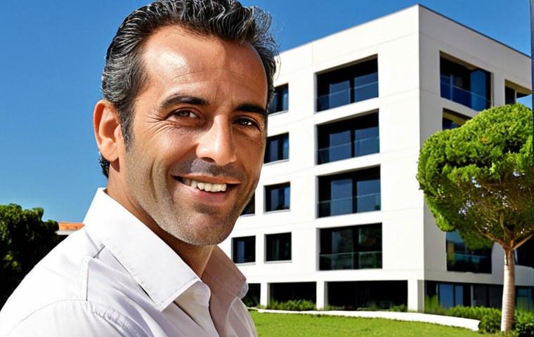 Successful Condominium Manager**

Prompt: "Professional condominium manager, confidently overseeing a well-maintained luxury building in Portugal. Modern architecture, happy residents, thriving green spaces, financial charts in the background, symbolizing efficient management."

**