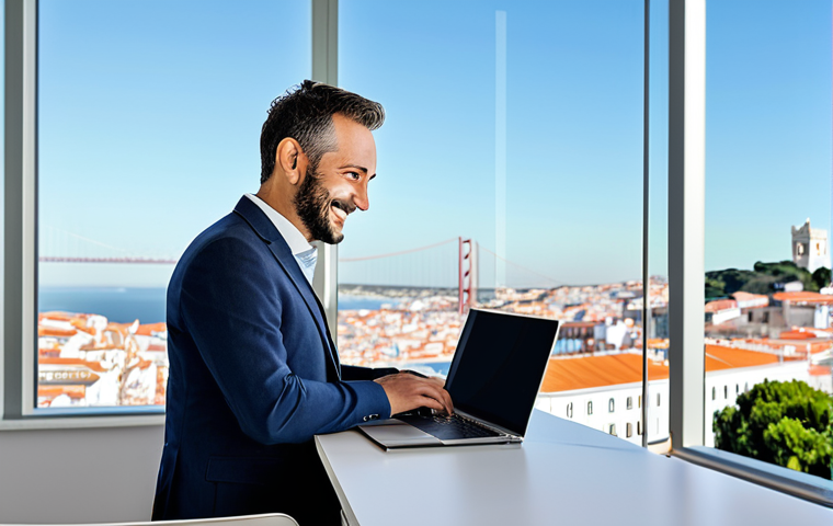 Modern Condominium Management**
"A professional condominium administrator, fully clothed in a modest business casual outfit, using a laptop in a bright, modern office overlooking a Lisbon cityscape. The administrator is smiling gently, looking organized and efficient. Ensure perfect anatomy and correct proportions. Safe for work, appropriate content, family-friendly. Professional digital art."
**