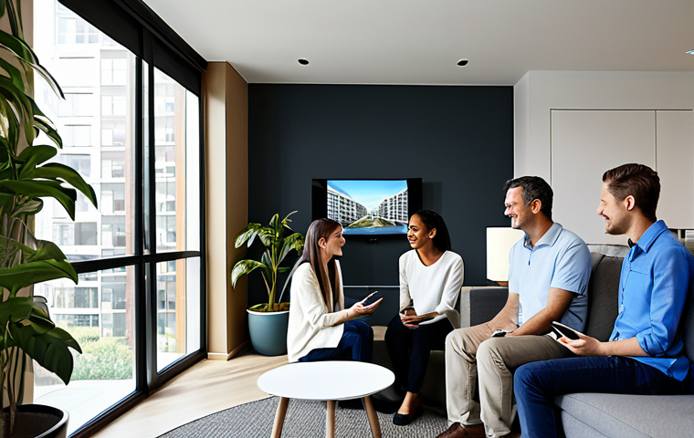 공공관리사 직무 역량 향상 사례 - Modern Condominium Communication**
"A diverse group of fully clothed residents gathered around a di...