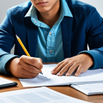공공관리사 시험 준비 과정에서 자주 하는 실수 - Edital Study**

A student sitting at a desk, highlighting a document titled "Edital Concurso Público...