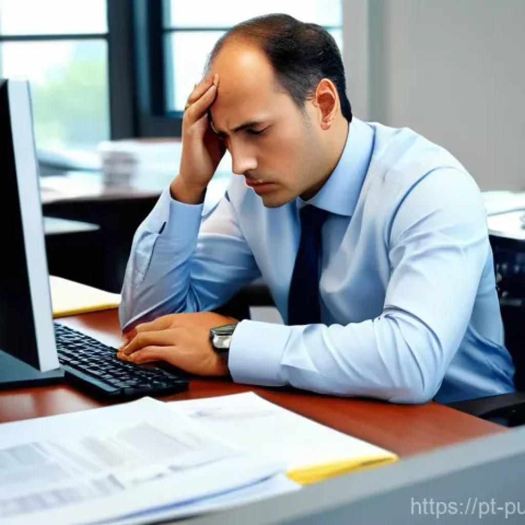 공공관리사 직무 스트레스 관리법 - **Overwhelmed Public Servant in a Modern Office:** A diverse public servant, appearing stressed and ...