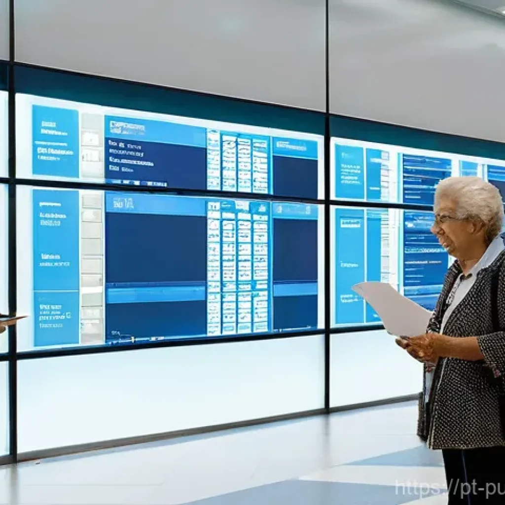 공공관리사 실무에서 자주 쓰이는 용어 - **Prompt:** A dynamic, brightly lit scene inside a modern Brazilian government service center, showc...