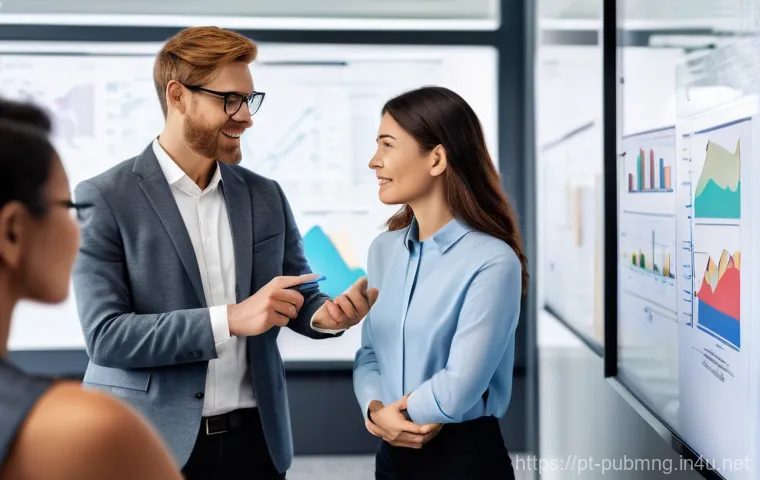 공공관리사 취업 시 가장 중요한 요소 - **Prompt:** A diverse group of public servants, dressed in modern business casual attire, actively c...