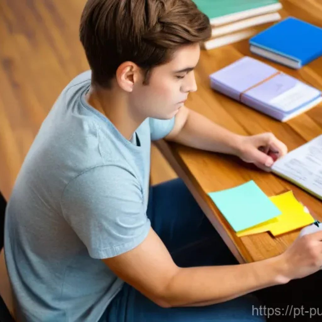 공공관리사 이론 시험 대비 학습 노하우 - A young adult, male or female, casually dressed in a non-revealing t-shirt and jeans, intensely focu...