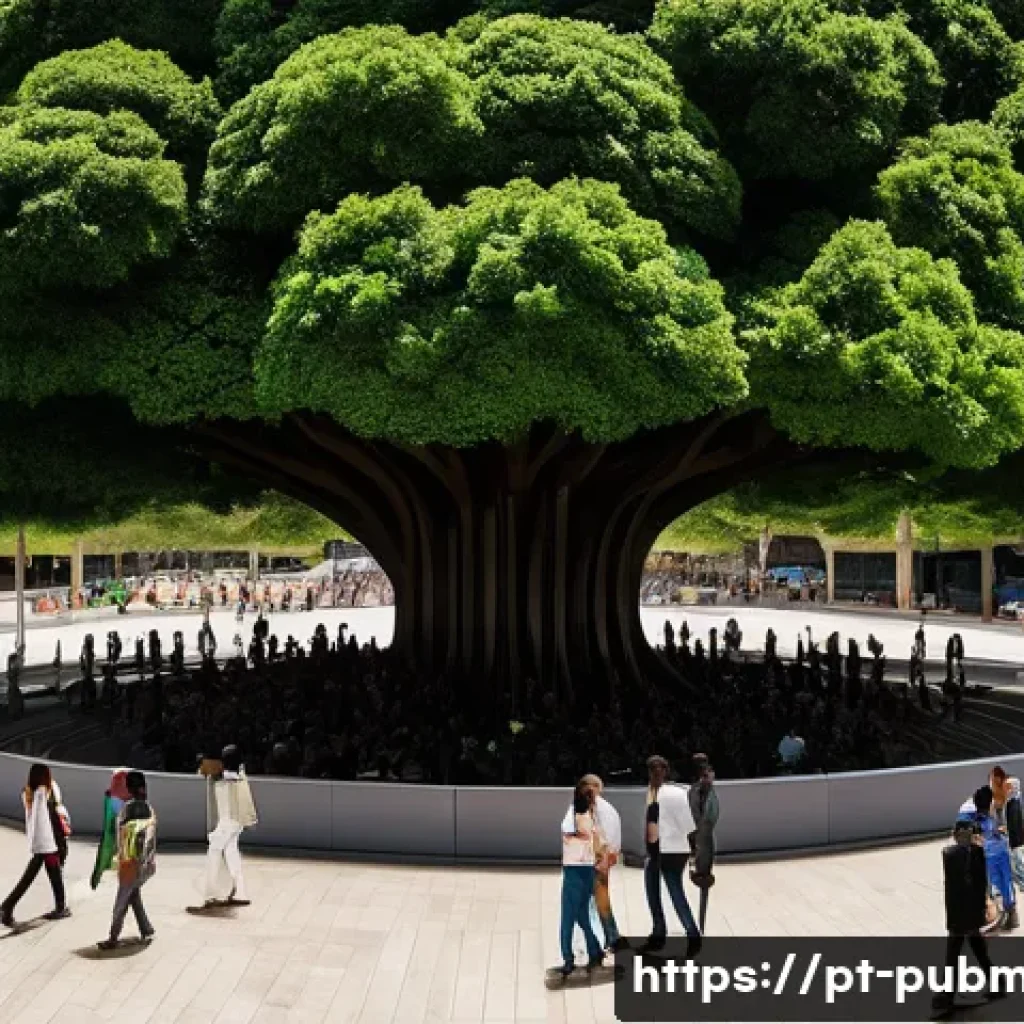 공공관리사 실무에서 자주 사용하는 용어와 정의 - **Prompt:** A dynamic, wide-angle shot set in a brightly lit, modern Brazilian public plaza. In the ...