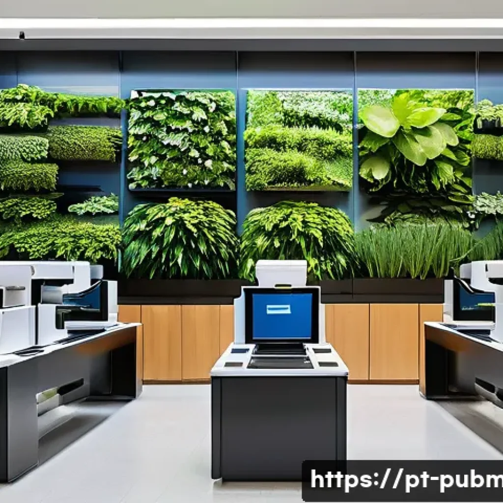 공공관리사와 관련된 산업 동향과 최신 기술 - A modern Brazilian city hall office bustling with activity: diverse public servants using integrated...