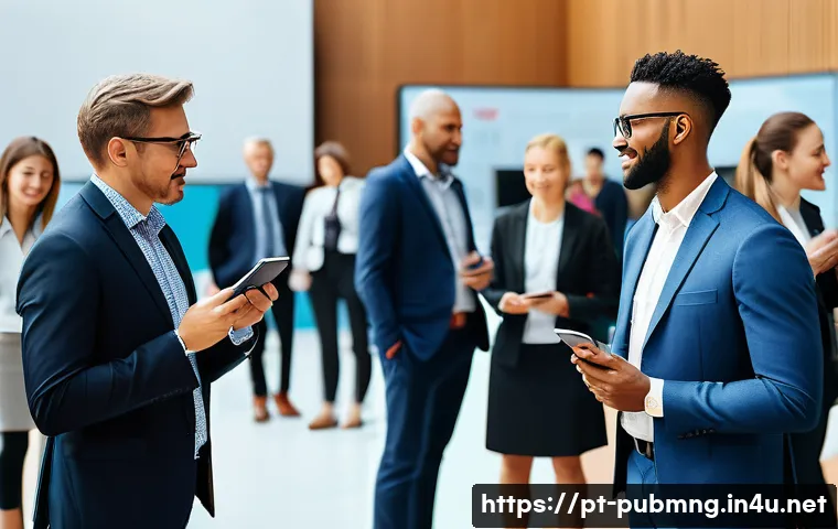 공공관리사 이직 시 활용 가능한 네트워크 - A professional networking event in a modern conference hall filled with diverse public administratio...