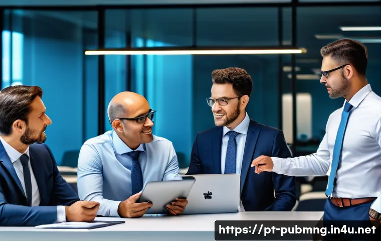 공공관리사와 유사 직업 비교 - A dynamic office scene inside a Brazilian public administration building showing a diverse group of ...