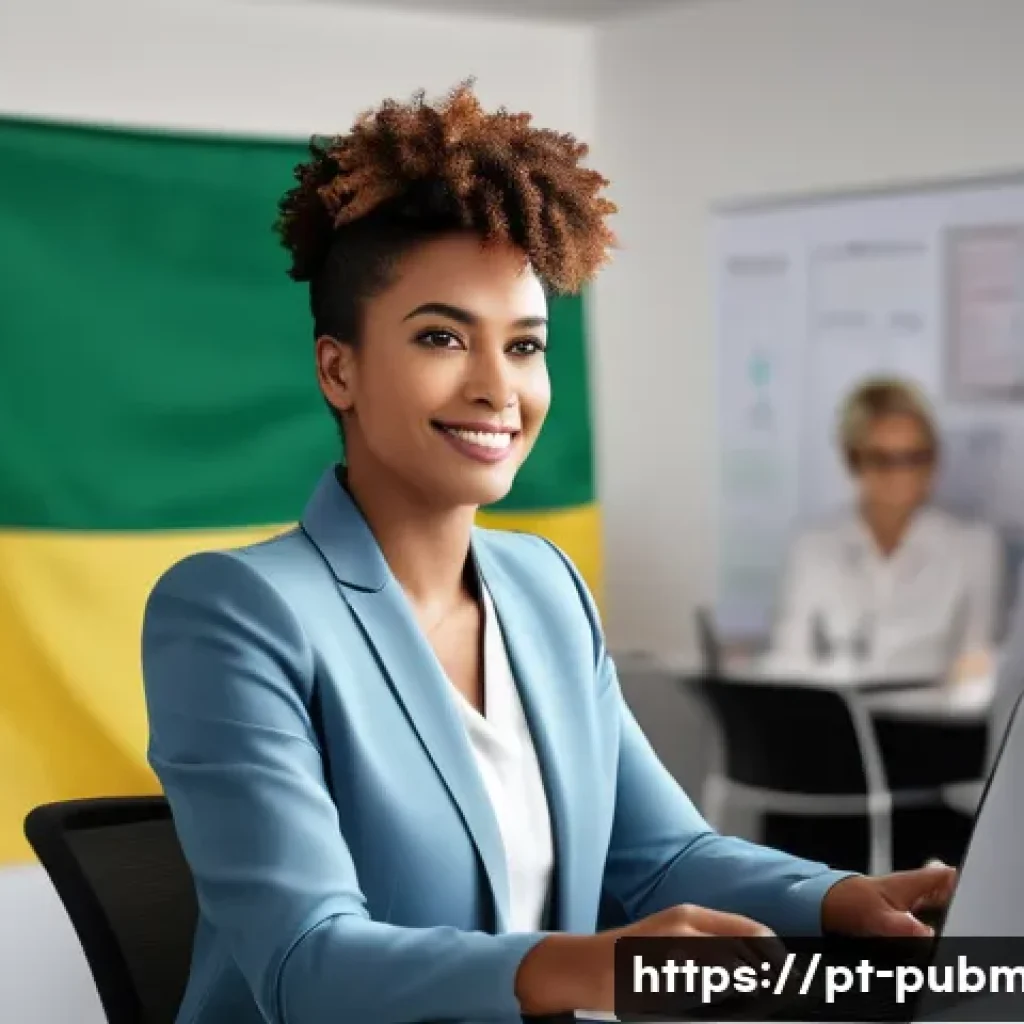 공공관리사 취업 면접 질문 및 답변 - A professional public manager in a modern office setting, wearing a smart business suit with a neat ...