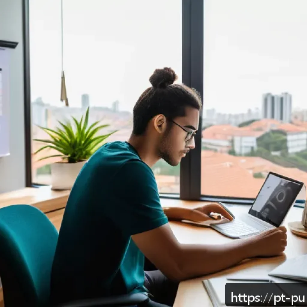 공공관리사 시험 대비 모의고사 활용법 - A focused young adult studying at a modern desk in a cozy home office, surrounded by educational mat...