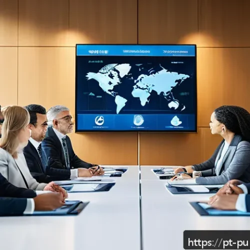 Home 33 공공관리사 자격증의 국제적 인정도 - A diverse group of professional public managers in a modern international conference room, engaged i...