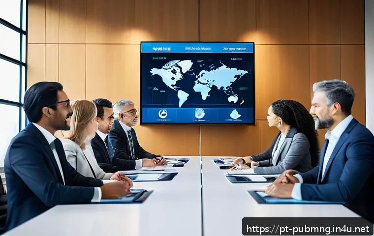 공공관리사 자격증의 국제적 인정도 - A diverse group of professional public managers in a modern international conference room, engaged i...