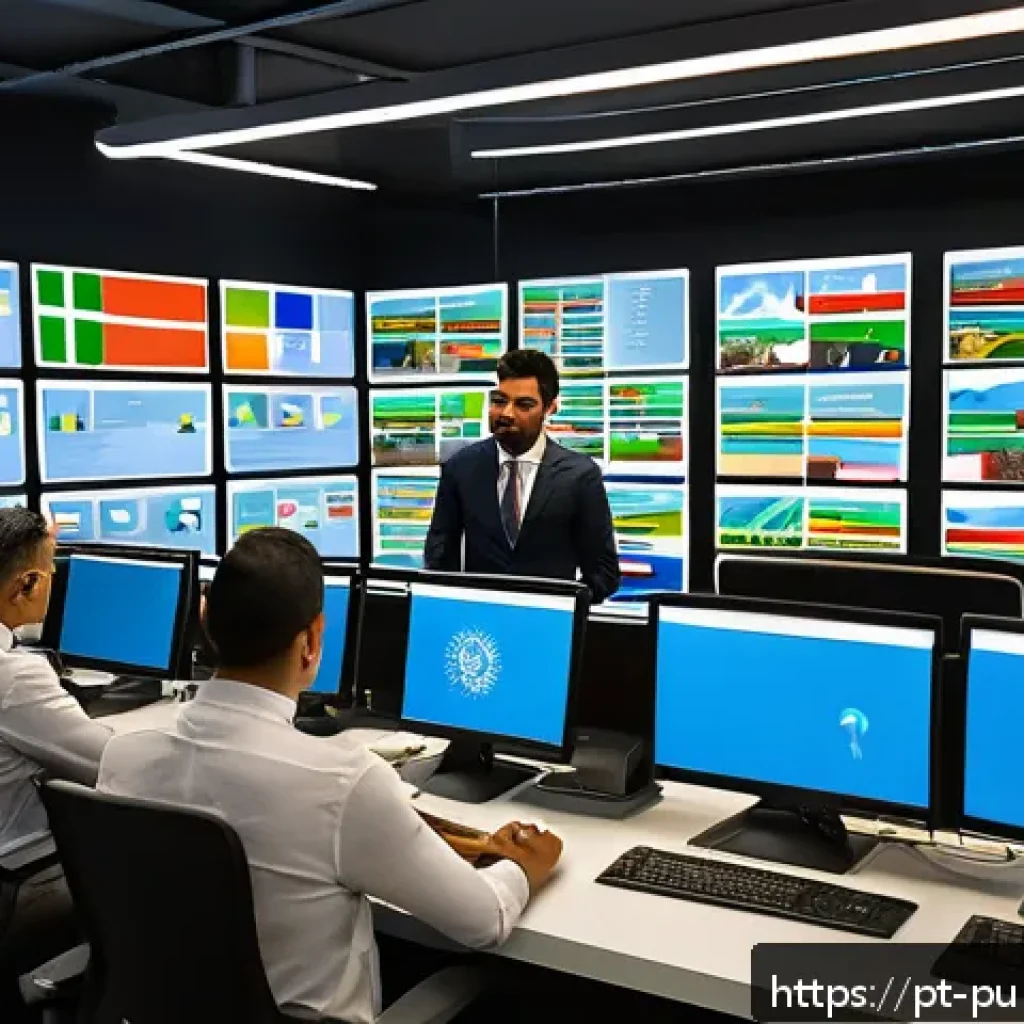 공공관리사 직무 변화를 위한 조언 - A modern public administration office scene showing a diverse group of Brazilian government employee...