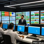 Home 20 공공관리사 직무 변화를 위한 조언 - A modern public administration office scene showing a diverse group of Brazilian government employee...